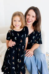 Twirl Dress in Midnight Wildflower