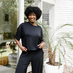 Women's Short Sleeve Boxy Tee in Midnight