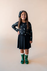 Long Sleeve Toddler Crew Neck Tee in Midnight Wildflower