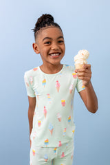 Short Sleeve Pajamas in Mint Ice Cream