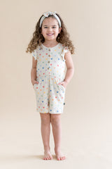 Flutter Sleeve Romper in Pastel Mickey Mouse