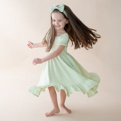 Puff Sleeve Twirl Dress in Basil