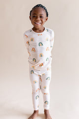 Long Sleeve Pajamas in Retro Rainbow