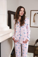 Long-Sleeved Women's Pajama Set in Sakura Mahjong
