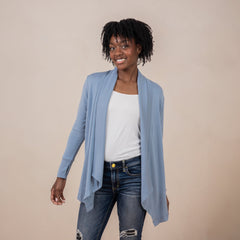 Women's French Terry Wrap Top in Slate