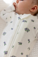 Pointelle Zippered Footie in Spray Rose