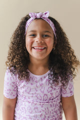 Knotted Bow Headband in Thistle Leopard