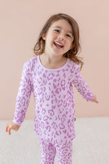 Long Sleeve Pajamas in Thistle Leopard