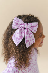 Large Alligator Clip Bow in Thistle Leopard