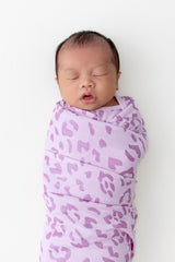Swaddle Blanket in Thistle Leopard