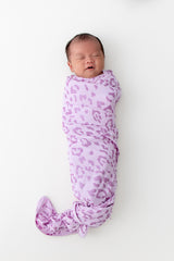 Swaddle Blanket in Thistle Leopard