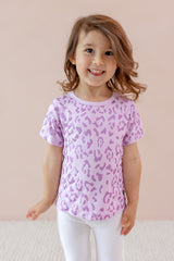 Toddler Basic Tee in Thistle Leopard