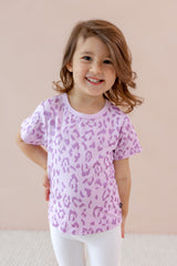 Toddler Basic Tee in Thistle Leopard