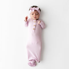 Knotted Day Gown with Bow Set in Thistle