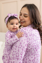 Zippered Romper in Thistle Leopard
