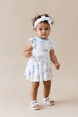 Twirl Bodysuit Dress in Toile Safari