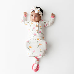 Knotted Day Gown with Bow Set Set in Tulip