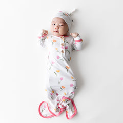 Knotted Day Gown with Hat Set in Tulip
