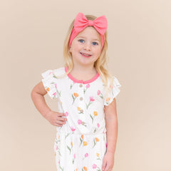Flutter Sleeve Romper in Tulip