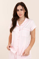 Women's Short Sleeve Pajama Set in Small Sakura Stripe