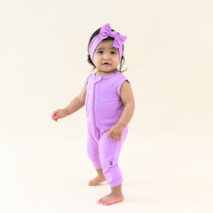 Zippered Sleeveless Romper in Poi