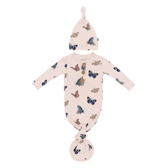 Knotted Day Gown with Hat Set in Blush Butterfly