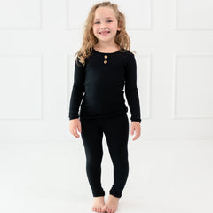 Ribbed Henley Set in Midnight