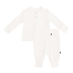Ribbed Infant Henley Set in Cloud