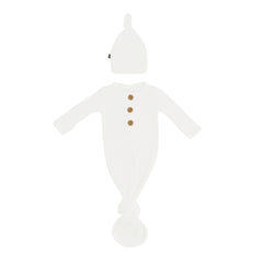 Ribbed Knotted Day Gown with Hat Set in Cloud
