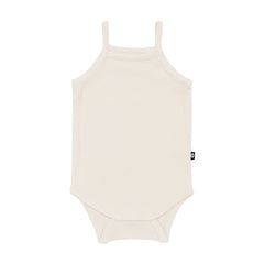 Ribbed Spaghetti Strap Bodysuit in Oat