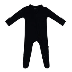 Ribbed Zipper Footie in Midnight
