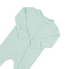 Ribbed Zipper Romper in Sage