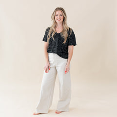 Women's Oversized V-Neck Tee in Midnight Leopard