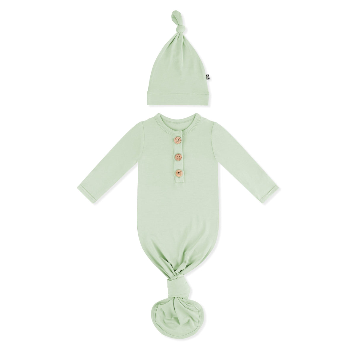 Knotted Day Gown with Hat Set in Basil
