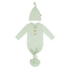 Knotted Day Gown with Hat Set in Basil