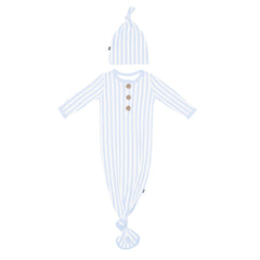 Knotted Day Gown with Hat Set in Small Mist Stripe