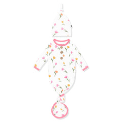 Knotted Day Gown with Hat Set in Tulip
