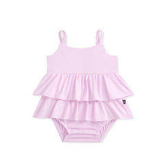 Spaghetti Strap Ruffle Romper in Thistle