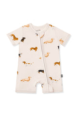 Zipper Shortall Romper in Dachshund