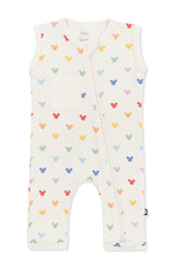Zippered Sleeveless Romper in Pastel Mickey Mouse