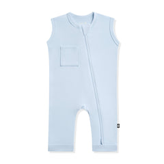 Zippered Sleeveless Romper in Breeze