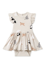 Twirl Bodysuit Dress in Fluffy Cat