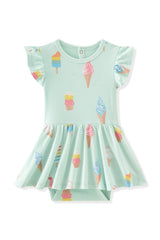 Twirl Bodysuit Dress in Mint Ice Cream
