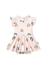Twirl Bodysuit Dress in Retro Rainbow