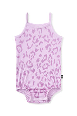 Spaghetti Strap Leotard in Thistle Leopard