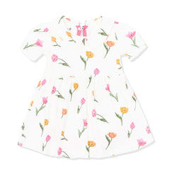 Peter Pan Collar Bodysuit Dress in Tulip