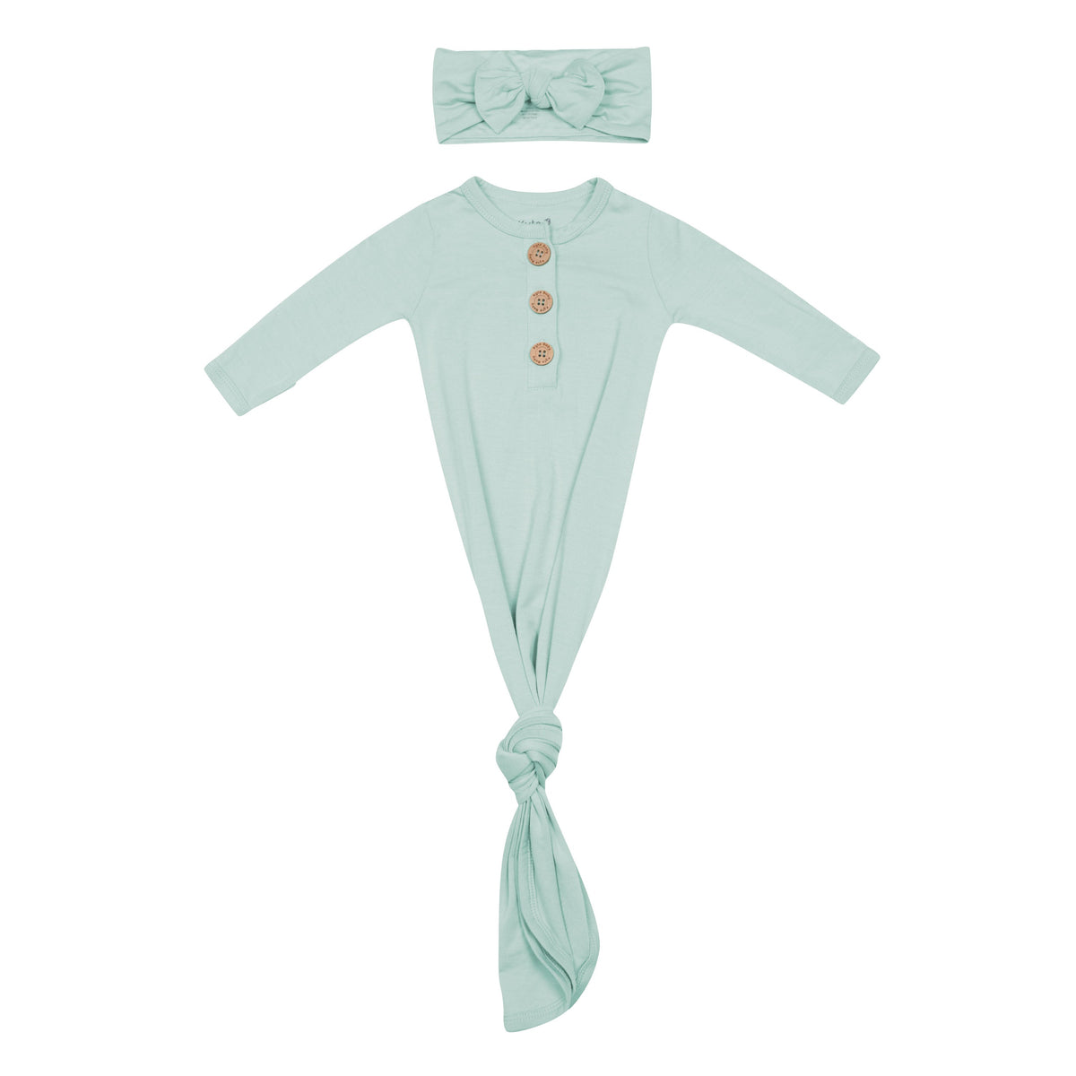 Knotted Day Gown with Bow Set in Sage