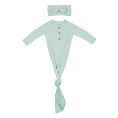 Knotted Day Gown with Bow Set in Sage