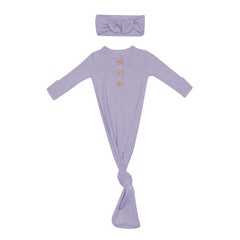 Knotted Day Gown with Bow Set in Taro