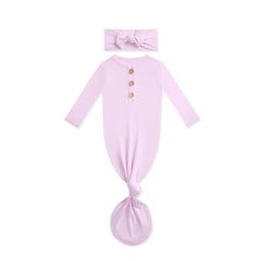 Knotted Day Gown with Bow Set in Thistle